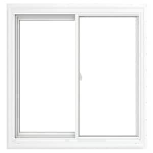 V-2500 Series 59.5 in. W x 59.5 in. H Left-Handed White Vinyl Low-E Sliding Window w/ Brickmould Nail Fin Frame