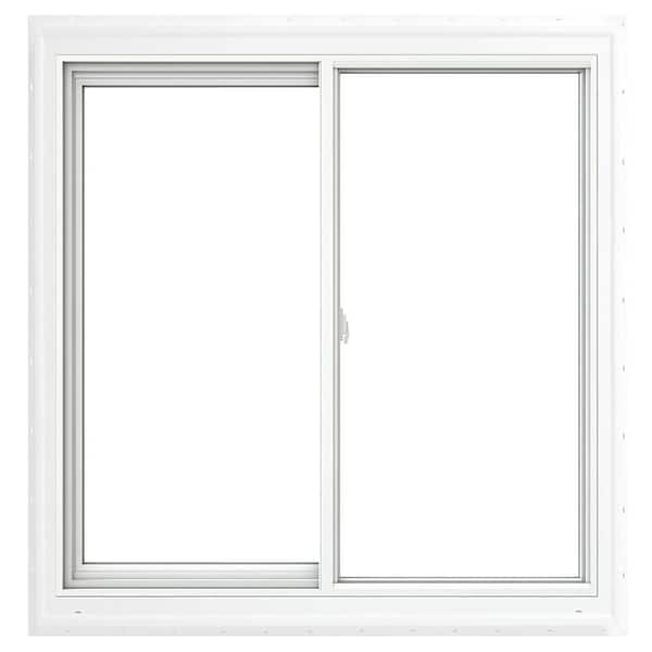 V-2500 Series 59.5 in. W x 59.5 in. H Left-Handed White Vinyl Low-E Sliding Window w/ Brickmould Nail Fin Frame