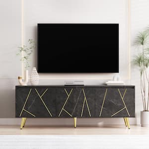 58 in. Modern Storage TV Stand Entertainment Media Console Table with Anti-Rust Cabinet Door Pins for TVs Up to 65 in