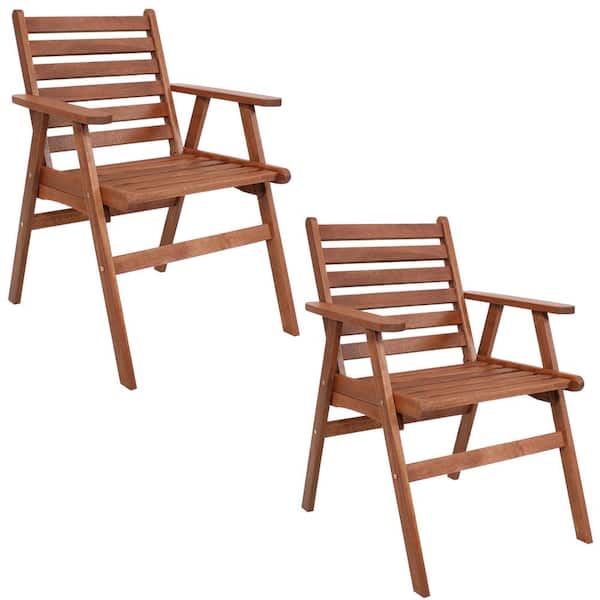 Sunnydaze Meranti Wood Arm Chair (Set of 2)