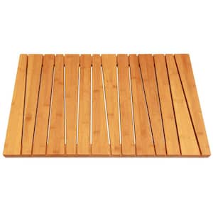 Deluxe 100% Natural Bamboo 25.3 in. L x 15.7 in. W Shower Floor Skid Resistant Bath Mat