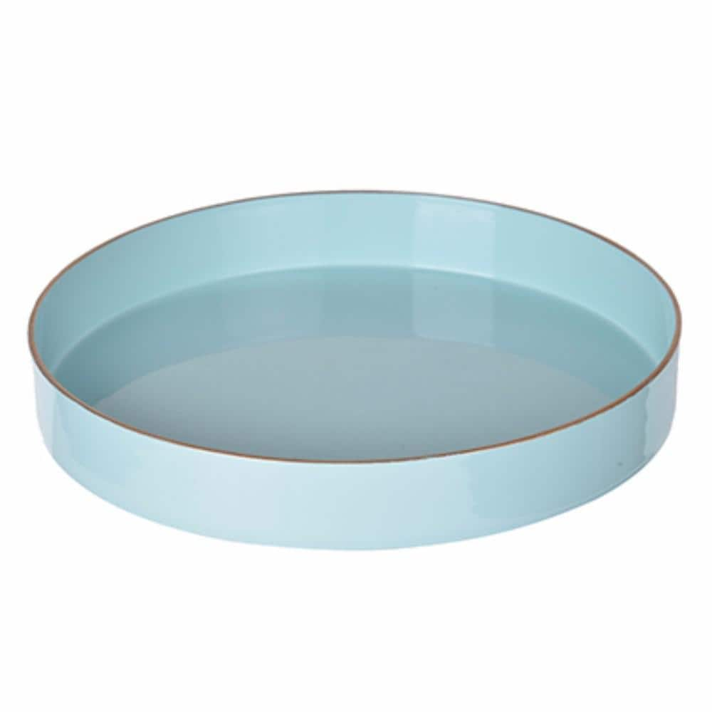 Benzara Blue Beautiful Round Tray BM145835 - The Home Depot