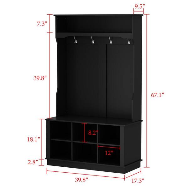 FUFU&GAGA Black Painted Freestanding Coat Rack with Shoe