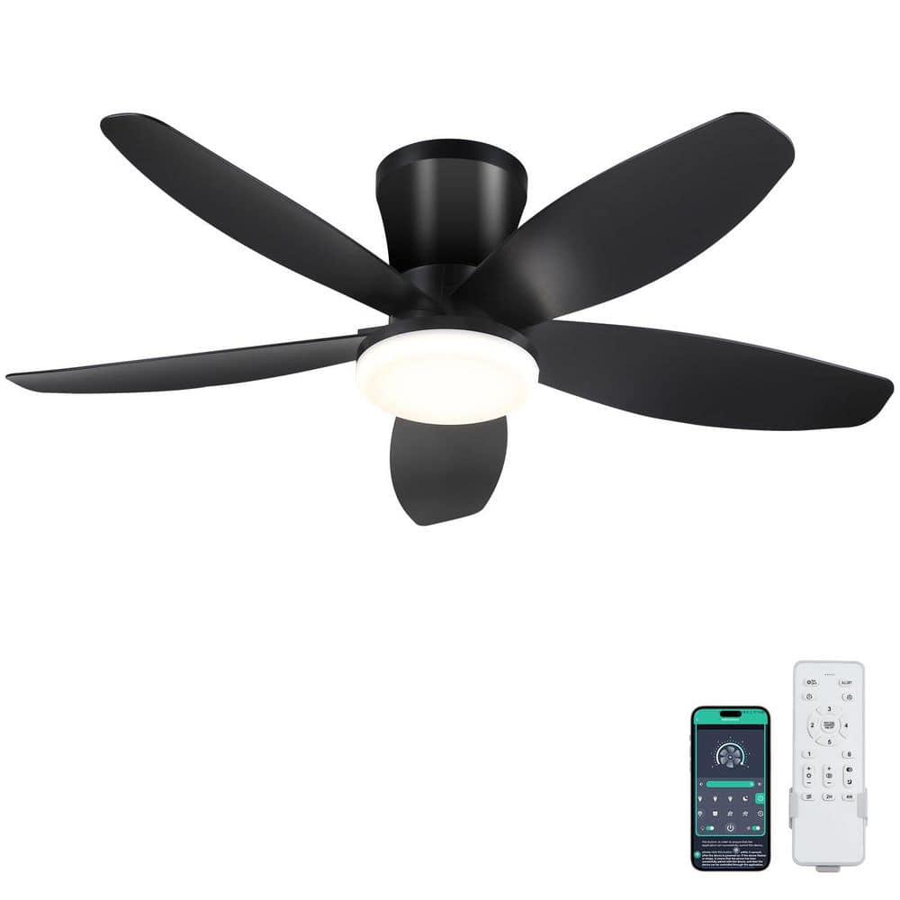 36 in. Indoor/Outdoor Flush Mount Black Ceiling Fan with Dimmable 3 Color LED Light and Remote/APP Control price history on PriceWatchPro