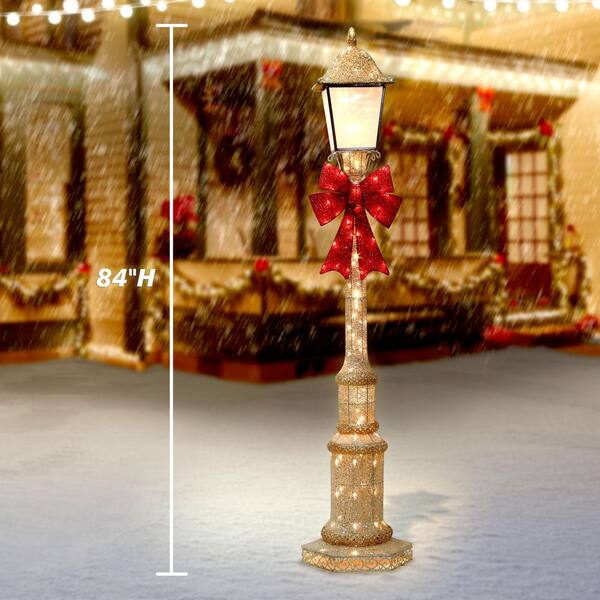 Puleo International 84 in. Pre-Lit Outdoor Lamp Post with 150 Warm