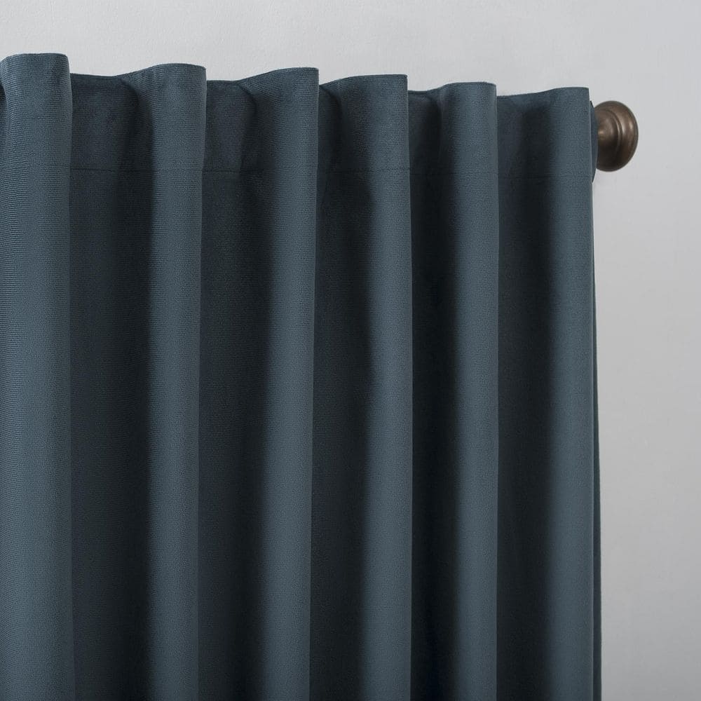 Teal Velvet Blackout Back Tab Curtain Panel, 50" x 84"