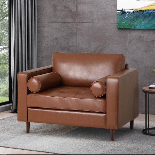 Noble House Portage Espresso and Cognac Tufted Club Chair