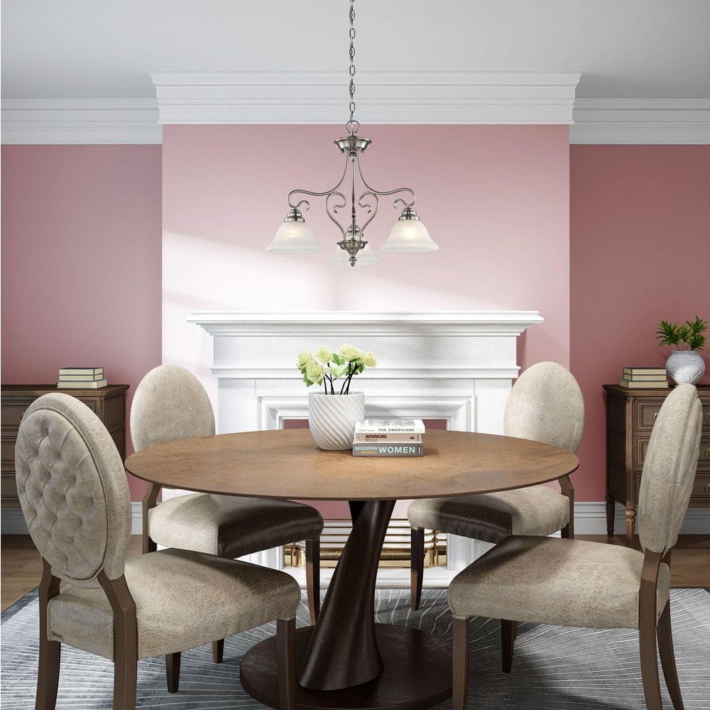 Elegant Coronado Brushed Nickel Chandelier with Alabaster Glass Shades