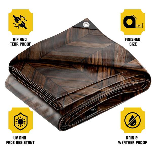 CORE TARPS 20 ft. X 20 ft., Brown Wood/Black, Extreme Heavy Duty