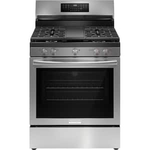 30 in. 5 Burner Freestanding Gas Range in Stainless Steel with True Convection and Air Fry