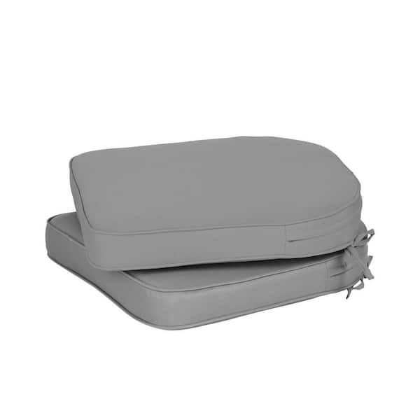 Aoodor 20 in. x 19 in. Rectangle Outdoor Dining Chair Seat Cushion Pads with Ties and Zipper in Gray (2-Pack)