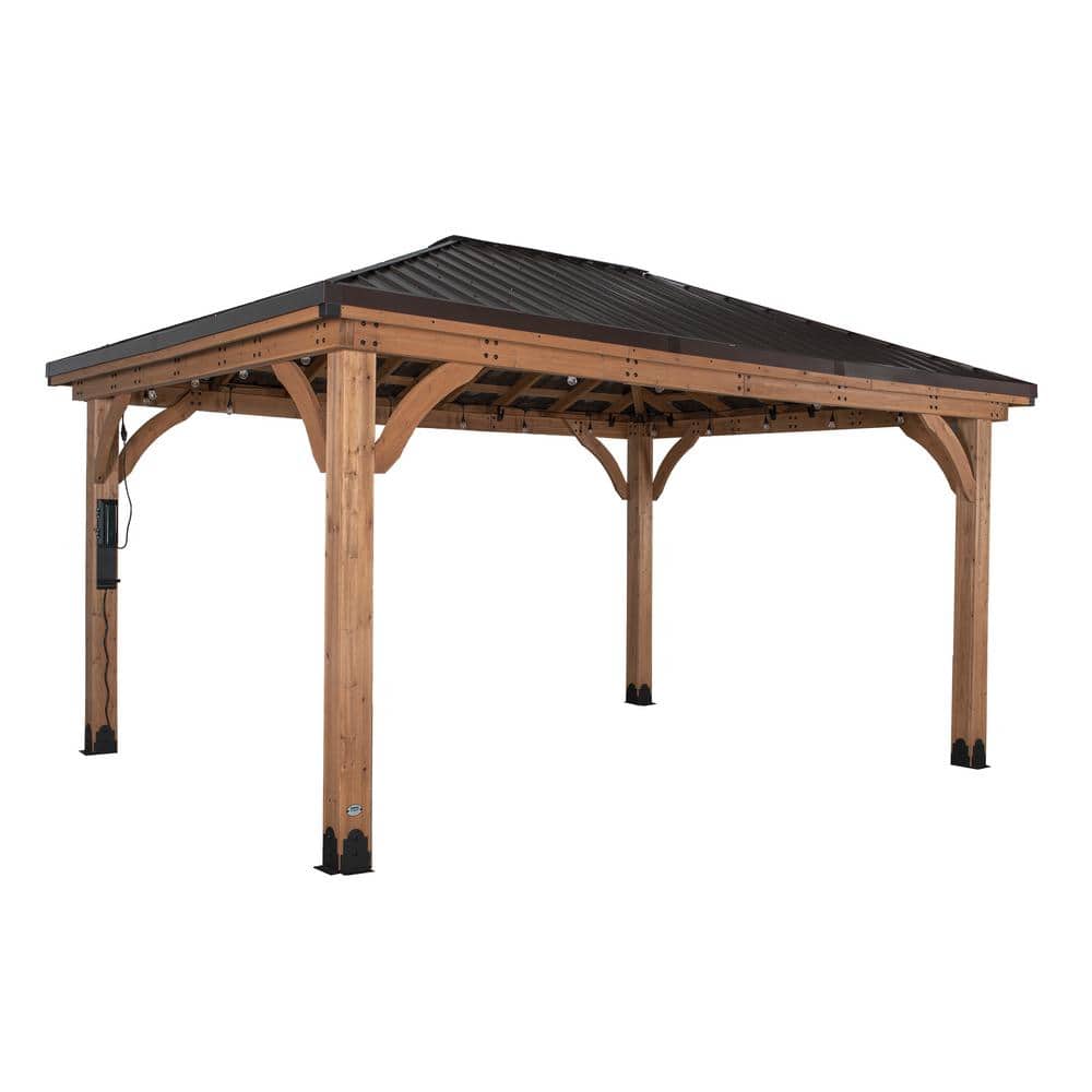 Barrington 16x12 Cedar Wood and Steel Roof Gazebo