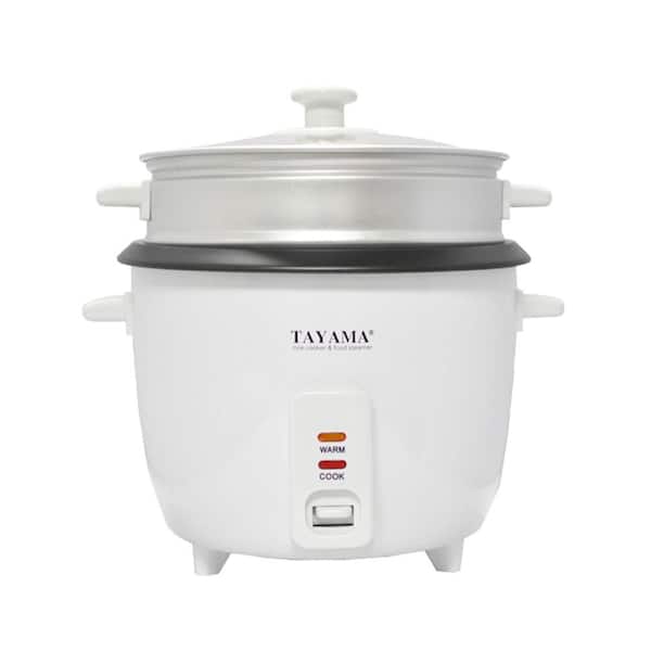 Tayama 3-Cup White Rice Cooker with Steamer and Glass Lid
