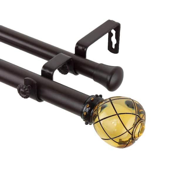 Rod Desyne 48 in. - 84 in. 1 in. Supreme Double Curtain Rod Set in Clear Champagne