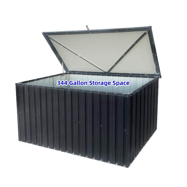 344 Gal. Outdoor Large capacity Waterproof Metal Storage Deck Box Store Large with Lockable Doors for Garden, Patio