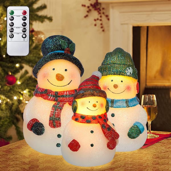 Christmas Snowman White Flameless with Remote Real Wax LED Candle