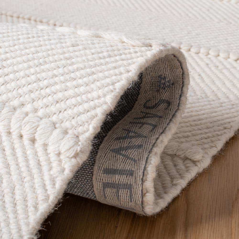 Ivory Hand-Tufted Wool Rectangular Area Rug 3' x 5'