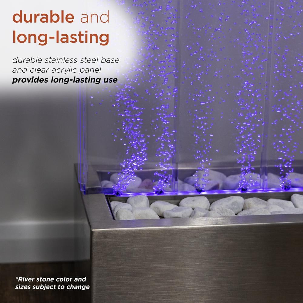 72-Inch Silver Indoor Bubble Wall Fountain with LED Lights