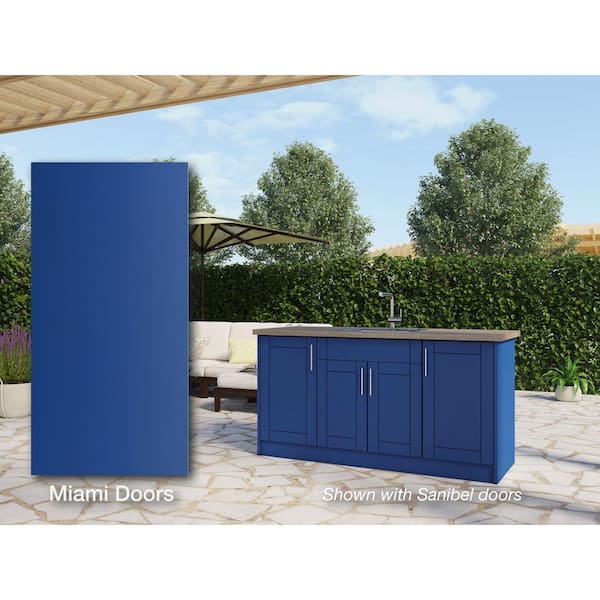 Miami Reef Blue 13-Piece 67.25 in. x 34.5 in. x 25.5 in. Outdoor Kitchen Cabinet Island Set