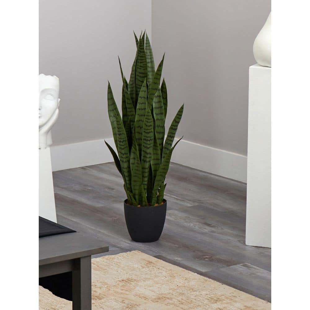 38" Green Plastic Sansevieria Faux Potted Plant