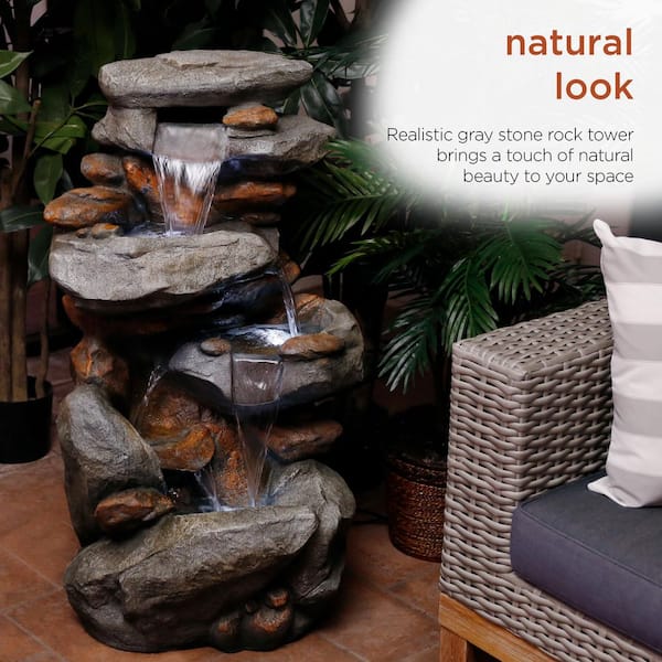 Alpine Corporation 40 in. Tall 4-Tier Outdoor Rock Fountain with