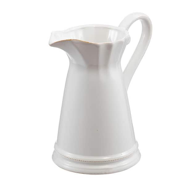 Unbranded Simple Glossy White Porcelain Decorative Pitcher Used for Holding Drinks or Arranging Flowers, Home Decoration
