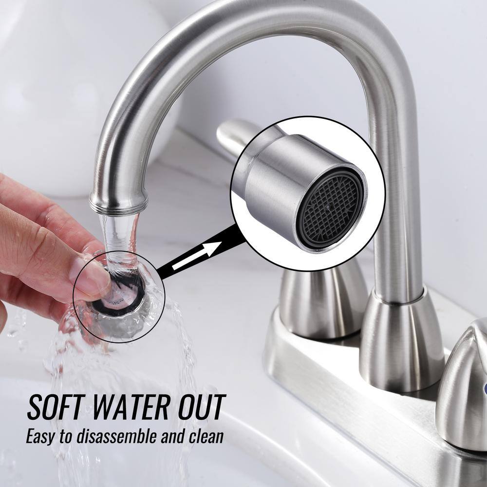 Brushed Nickel Double Handle High Arc Bathroom Faucet