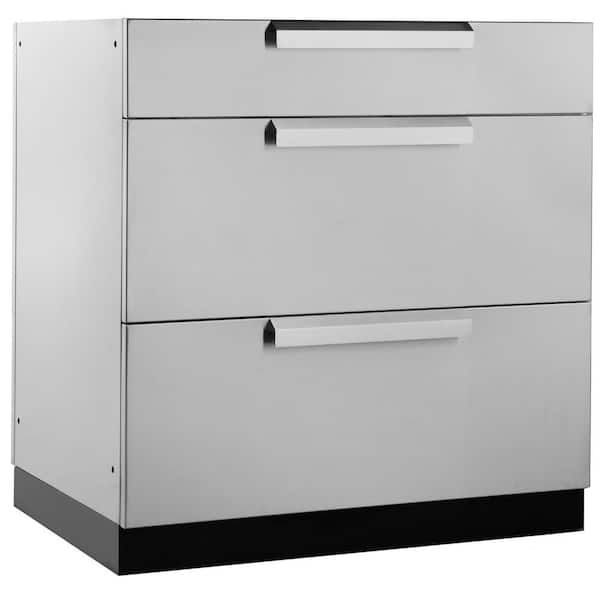 NewAge Products Stainless Steel 3-Drawer 32 in. W x 36.5 in. H x 23 in. D Outdoor Kitchen Cabinet