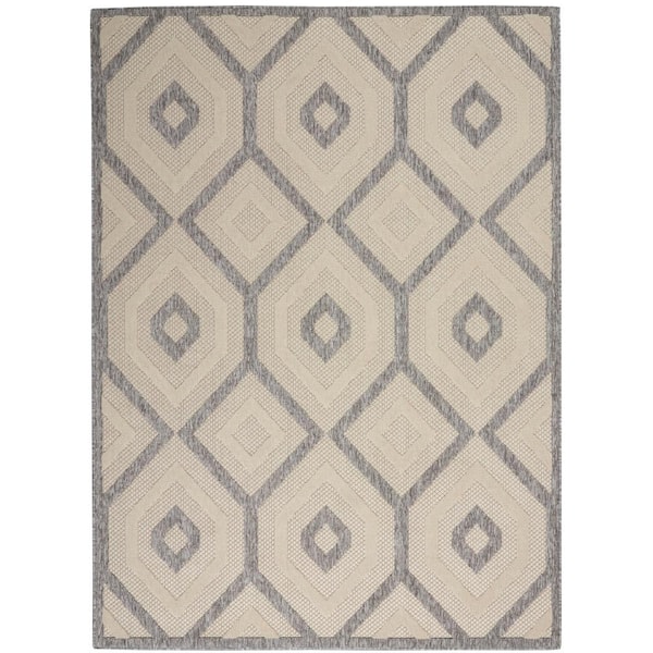 Home Decorators Collection Palamos Cream 4 ft. x 6 ft. Geometric Contemporary Indoor/Outdoor Patio Area Rug