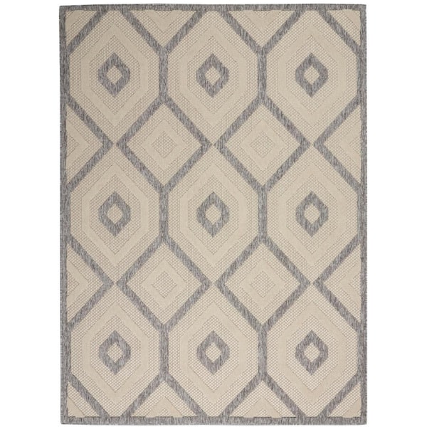 Palamos Cream 5 ft. x 7 ft. Geometric Contemporary Indoor/Outdoor Patio Area Rug