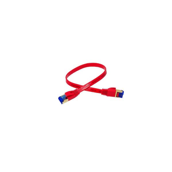 QualGear 1 ft. CAT 7 Flat High-Speed Ethernet Cable - Red