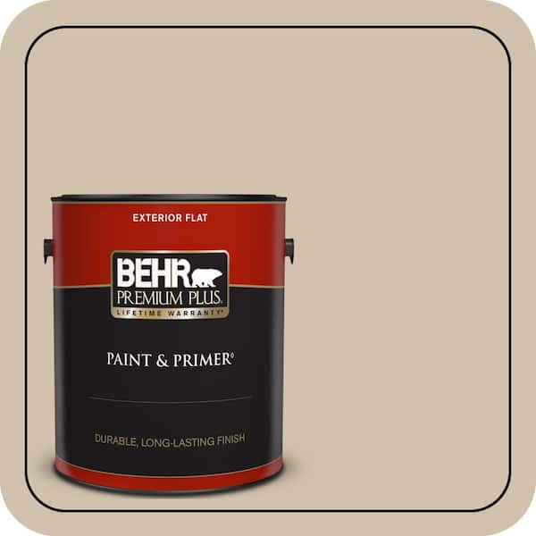 BEHR PREMIUM PLUS 1 gal. #PPF-32 Light Rattan Flat Exterior Paint & Primer