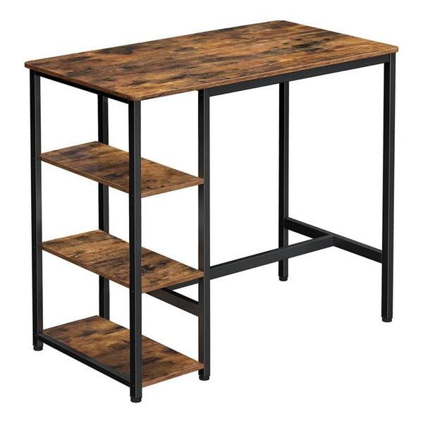Benjara 43.31 in. Brown and Black Bar Table with 3 Shelves