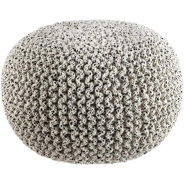 Artistic Weavers Gravity White Cottage Jute 20 in. L x 20 in. W x 14 in. H Pouf