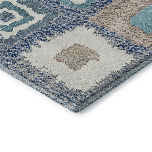 Mayfield Premium Machine Washable Abstract AMF2014 Navy 3 ft. x 5 ft. Area Rug