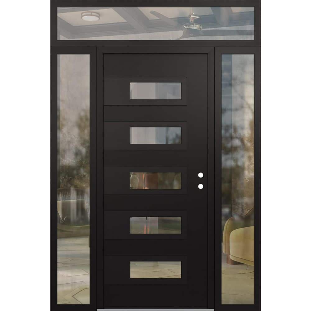 D3 68 in. x 96 in. Black P Left-Hand/Inswing Clear Glass Black/Black 2 Sidelite+Transom Steel Prehung Front Door price history on PriceWatchPro