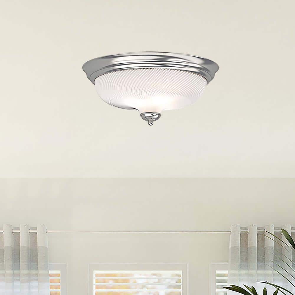 Brushed Nickel 3-Light Glass Flush Mount Ceiling Fixture