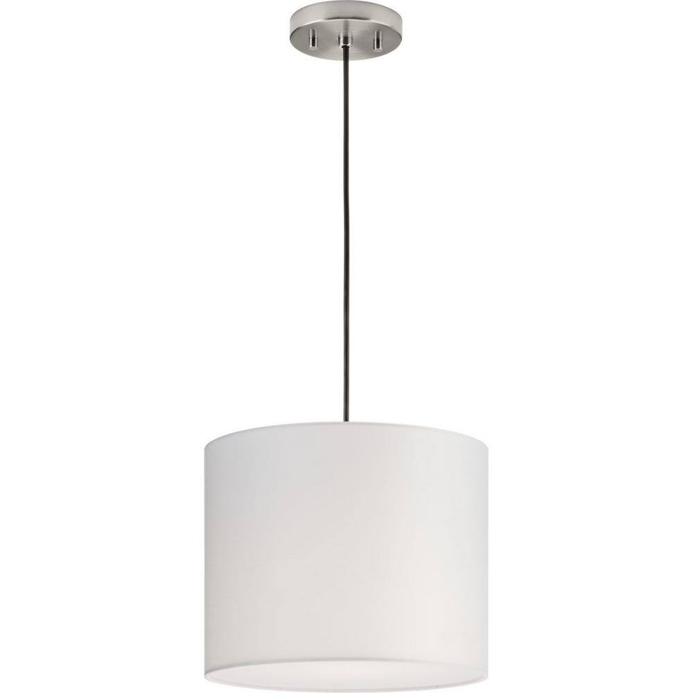 Elegant Drum Shade Pendant Light in Brushed Nickel with Glass Diffuser