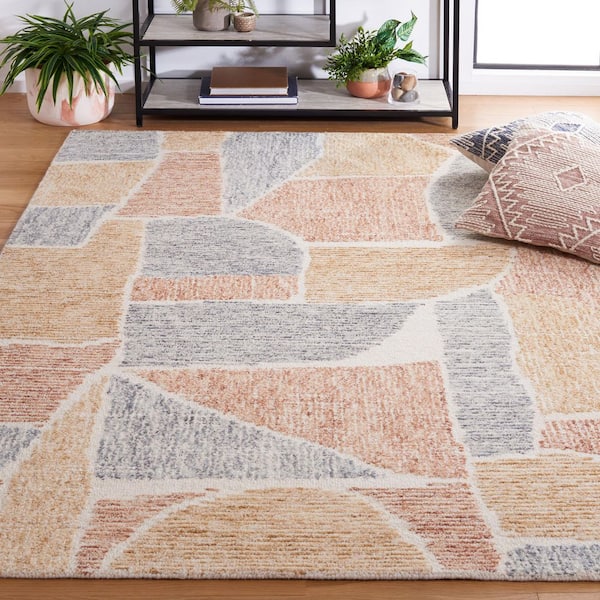 Metro 6 ft. x 6 ft. Taupe/Gray Abstract Geometric Square Area Rug