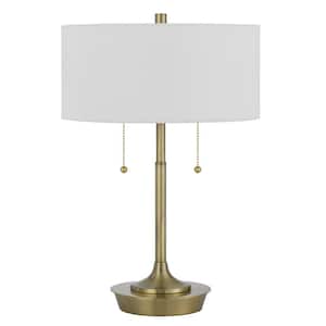 20 in. Antique Brass Metal Table Lamp with Pull Chain Switch