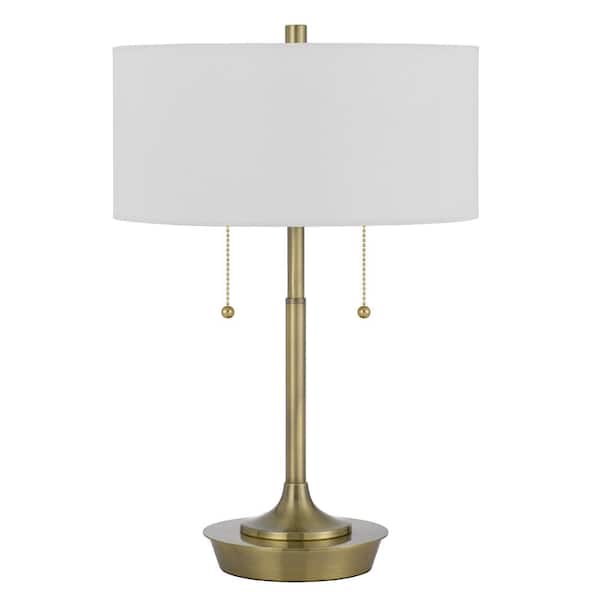CAL Lighting 20 in. Antique Brass Metal Table Lamp with Pull Chain Switch