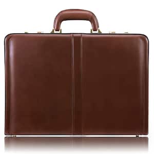 Reagan Top Grain Cowhide Brown Leather 3.5 in. Attache Briefcase