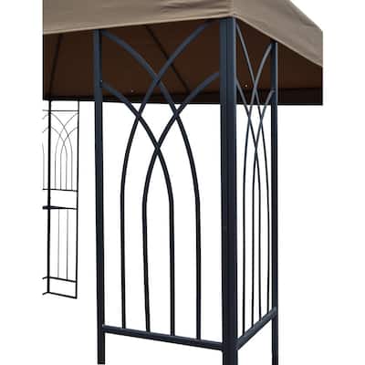 ​Symphony III 10 ft. x 10 ft. Single-Tier Steel Gazebo with Mosquito Net, Privacy Screen and Planter Holders