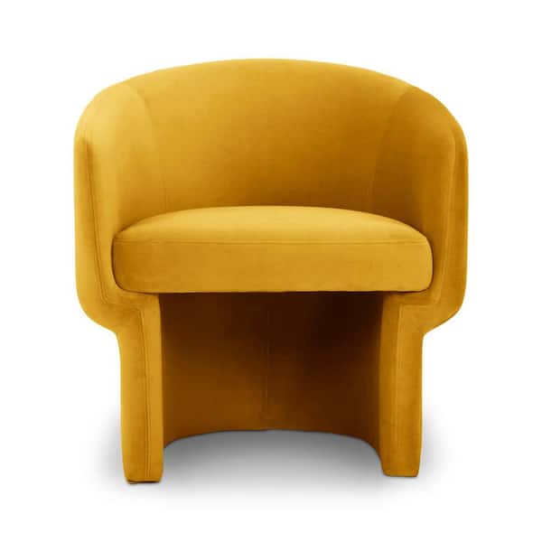 Sylvie Yellow Polyester Accent Chair with FSC-Certified Frame and Curved Art Deco Design