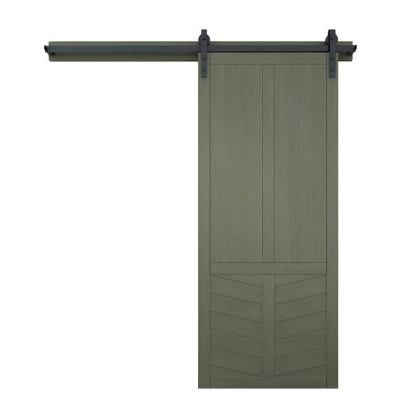 VeryCustom 30 in. x 84 in. The Robinhood Gauntlet Wood Sliding Barn Door with Hardware Kit in Black