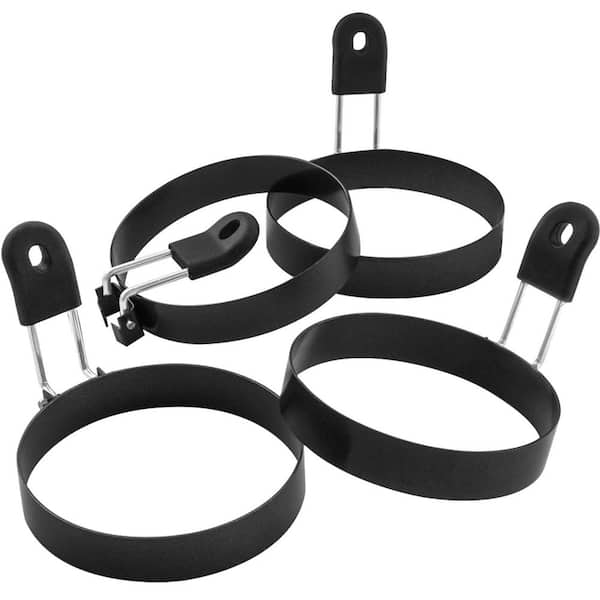 3.5" Round Stainless Steel Egg Rings Set of 4, Nonstick Crumpet Mold for Pancakes, English Muffins, Burgers, and More