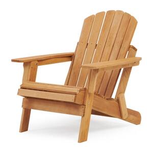 Classic Light Brown Oversized Folding Adirondack Chair, Indoor Outdoor Garden Backyard Pool Deck