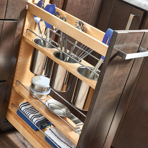 Rev-A-Shelf 5 Inch Width Kitchen Upper Cabinet Pull-Out Organizer with Soft  Close Slides, Natural, Min. Cabinet Opening: 5 W x 10-3/4 D x 10-3/4 H  448-BBSCWC-5C