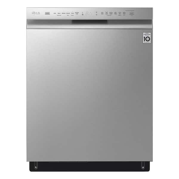 LG 24 in. PrintProof Stainless Steel Front Control Built-In Tall Tub Dishwasher with QuadWash, 3rd Rack, SmartThinQ, 46 dBA