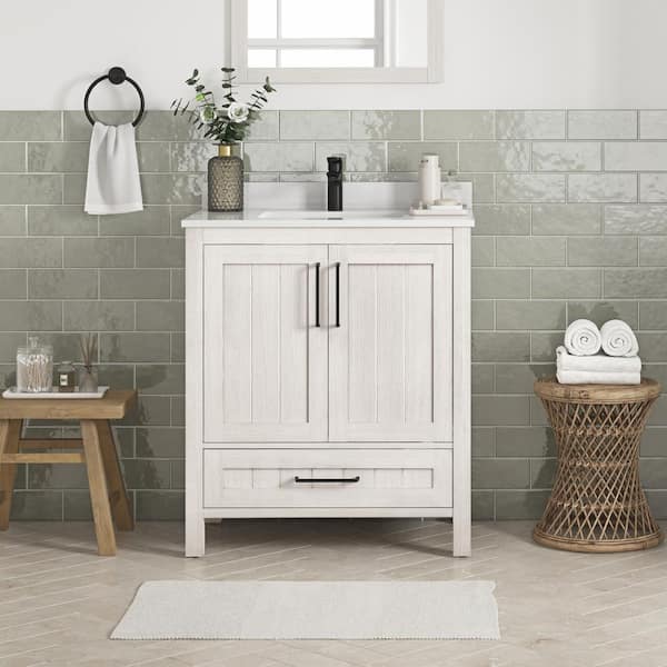 OVE Decors Kansas 30 in. W Bath Vanity in Antique White with Engineered ...